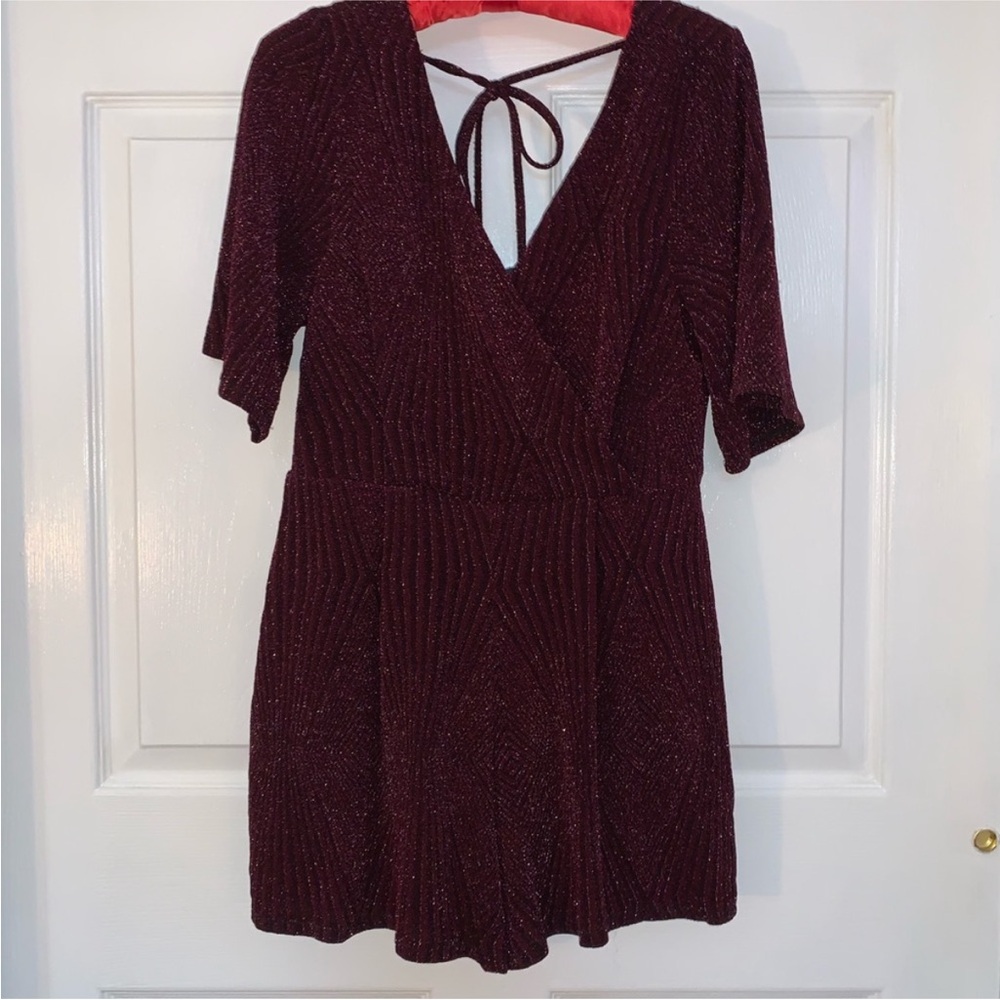 Francesca’s Burgundy Glitter Romper